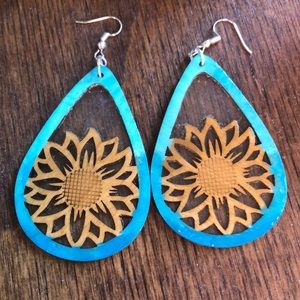 Blue ombré and gold earrings